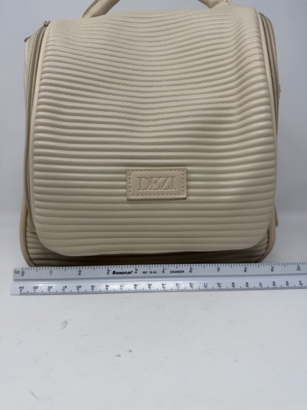 DEZI Ivory Ribbed Top-Handle Backpack - Picture 7 of 9